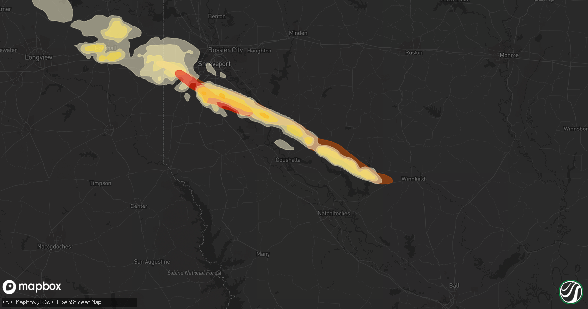 Hail map in Coushatta, LA on May 16, 2013