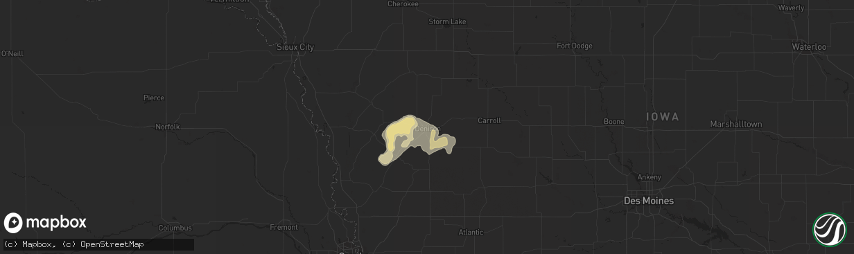 Hail map in Denison, IA on May 16, 2013