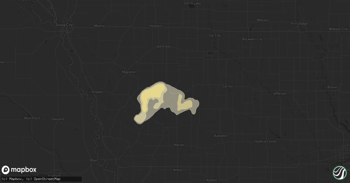 Hail map in Denison, IA on May 16, 2013