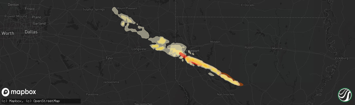 Hail map in Greenwood, LA on May 16, 2013