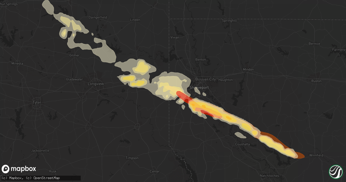 Hail map in Greenwood, LA on May 16, 2013