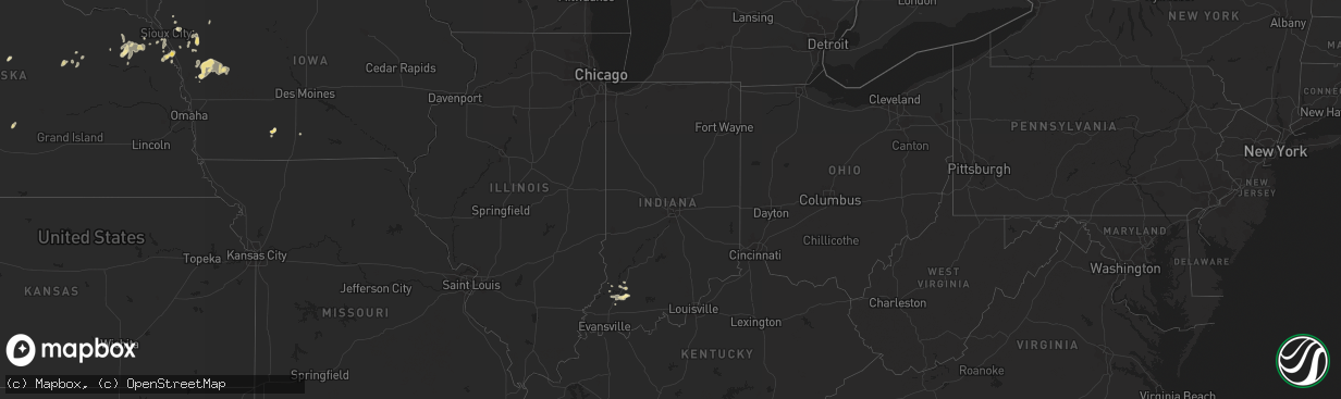 Hail map in Indiana on May 16, 2013