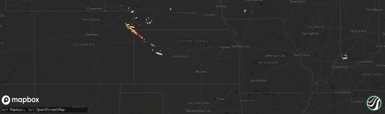 Hail map in Kansas on May 16, 2013