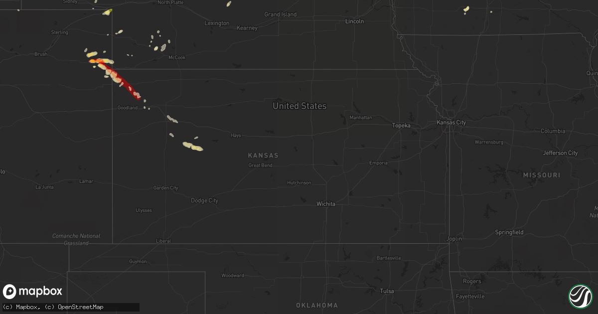 Hail map in Kansas on May 16, 2013