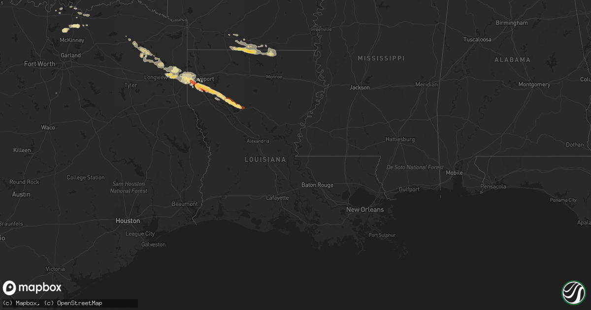 Hail map in Louisiana on May 16, 2013