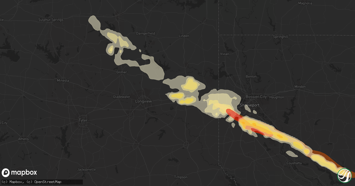 Hail map in Marshall, TX on May 16, 2013
