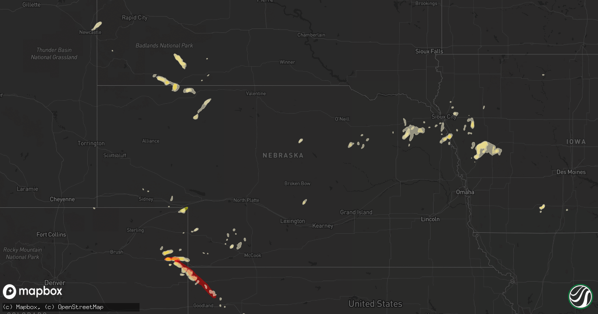 Hail map in Nebraska on May 16, 2013