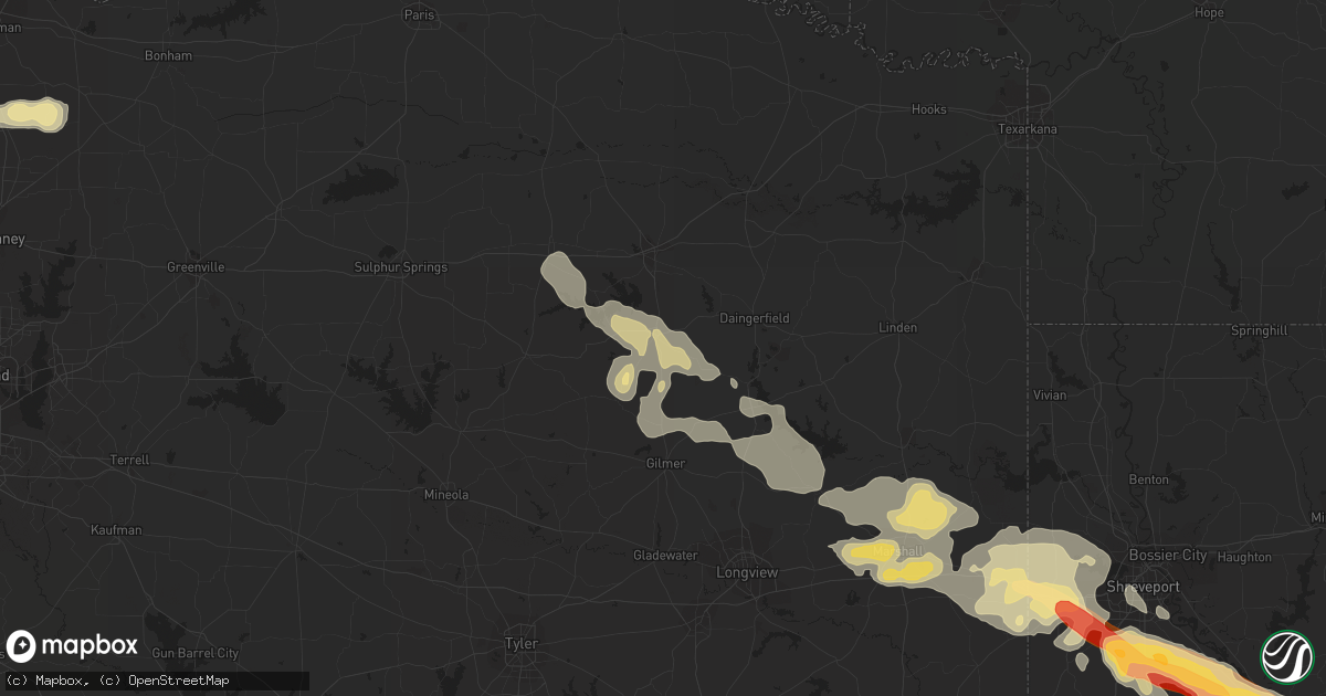 Hail map in Pittsburg, TX on May 16, 2013