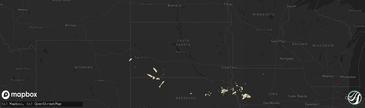 Hail map in South Dakota on May 16, 2013