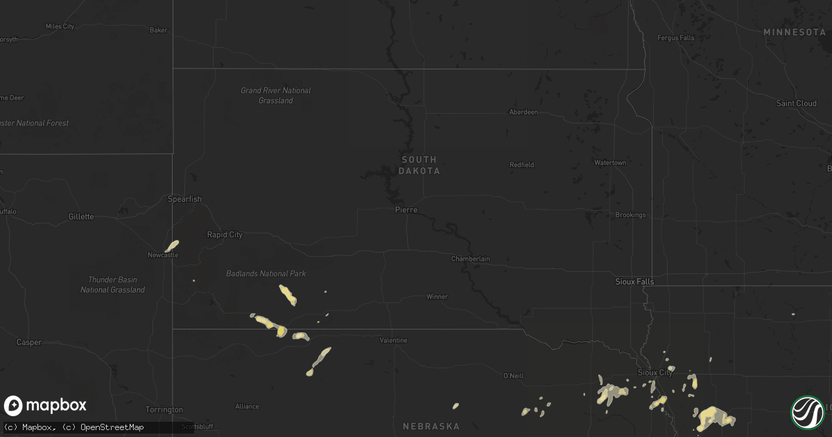 Hail map in South Dakota on May 16, 2013