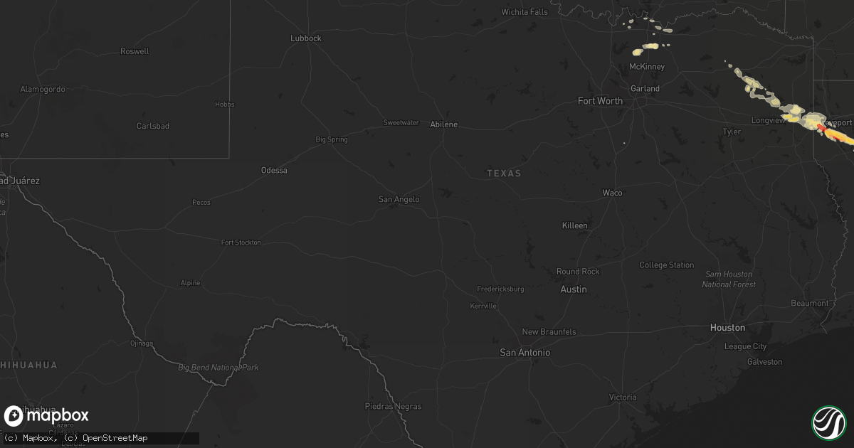 Hail map in Texas on May 16, 2013