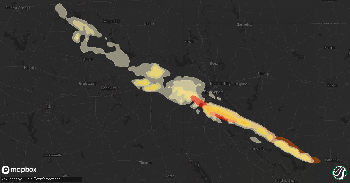 Hail map in Waskom, TX on May 16, 2013