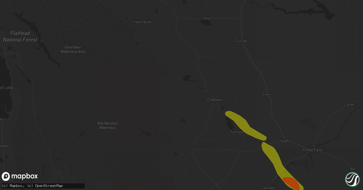 Hail map in Choteau, MT on May 16, 2014