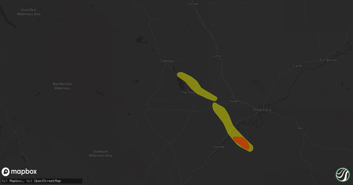 Hail map in Fairfield, MT on May 16, 2014