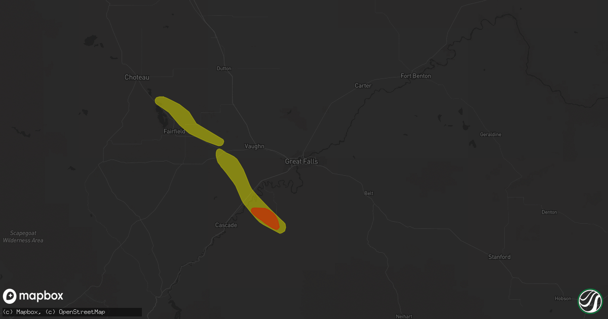 Hail map in Great Falls, MT on May 16, 2014