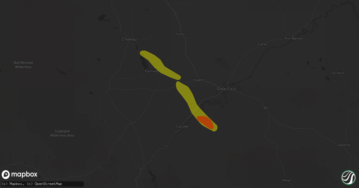 Hail map in Sun River, MT on May 16, 2014