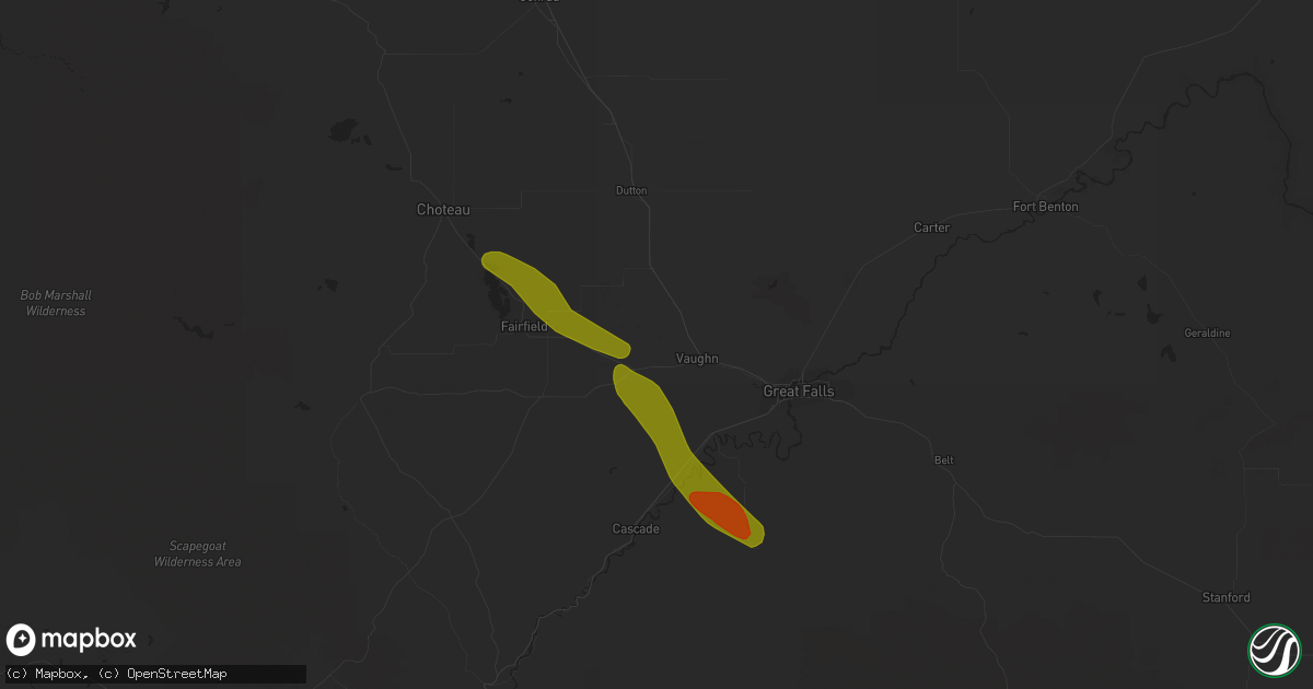 Hail map in Vaughn, MT on May 16, 2014