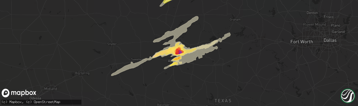 Hail map in Abilene, TX on May 16, 2015