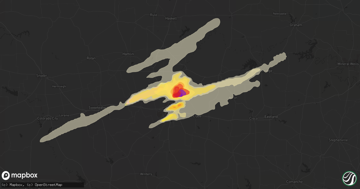 Hail map in Abilene, TX on May 16, 2015