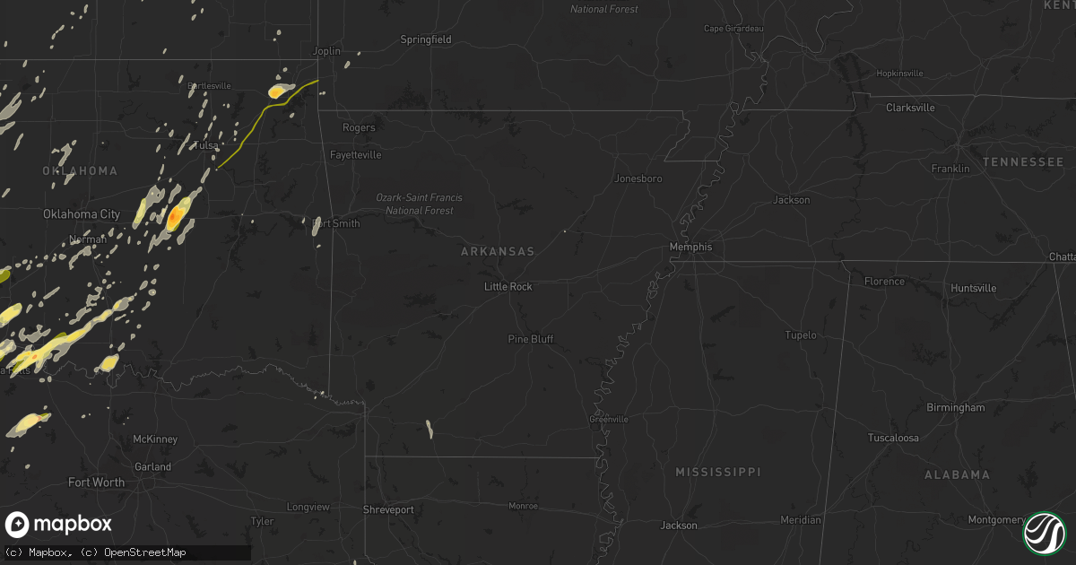 Hail map in Arkansas on May 16, 2015