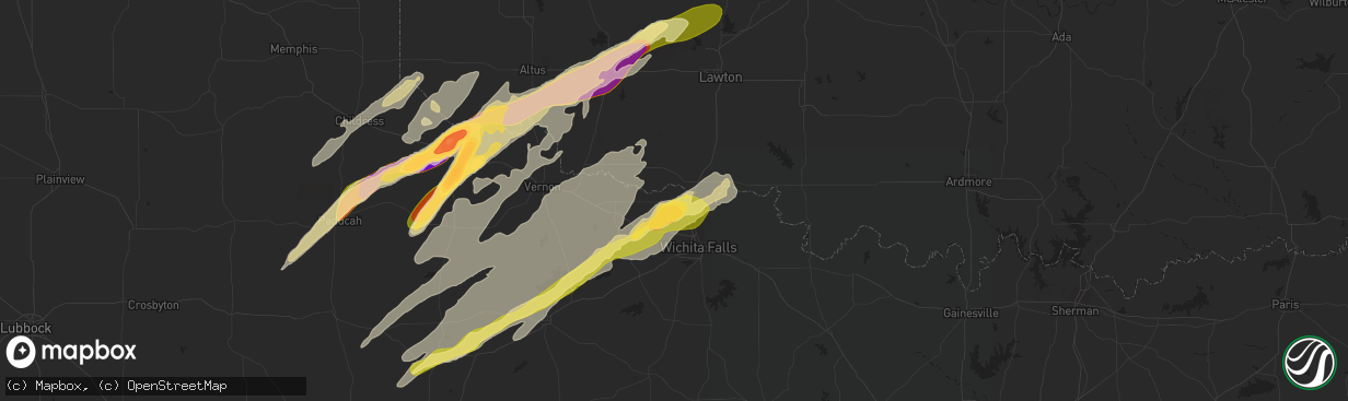 Hail map in Burkburnett, TX on May 16, 2015