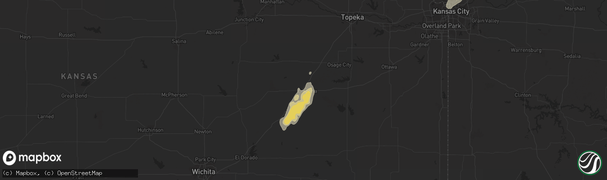 Hail map in Emporia, KS on May 16, 2015