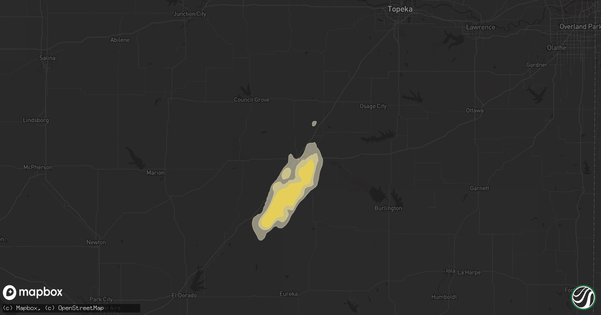 Hail map in Emporia, KS on May 16, 2015