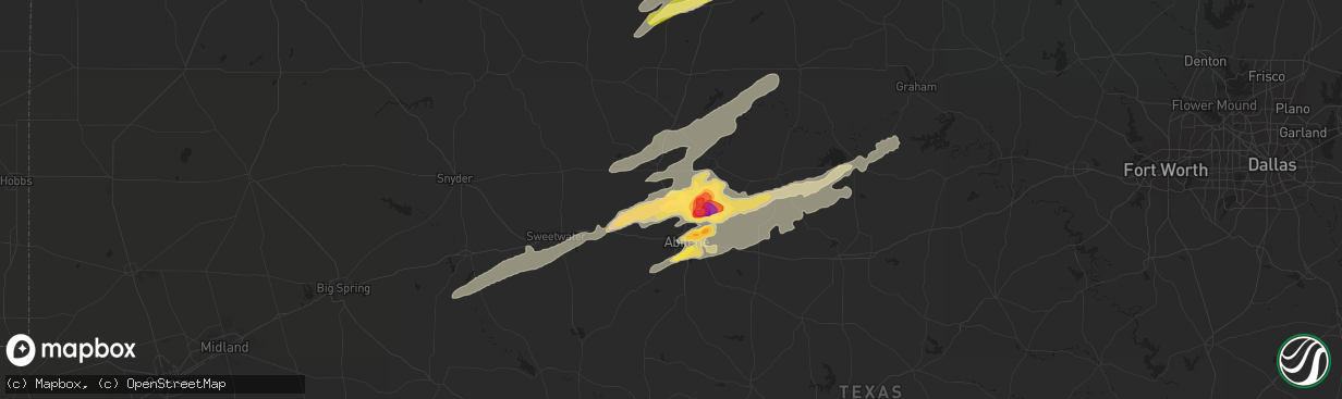 Hail map in Hawley, TX on May 16, 2015