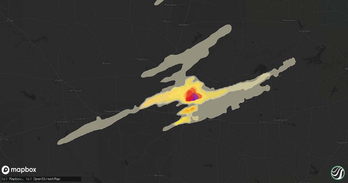 Hail map in Hawley, TX on May 16, 2015