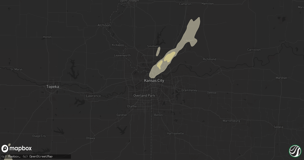Hail map in Kansas City, MO on May 16, 2015