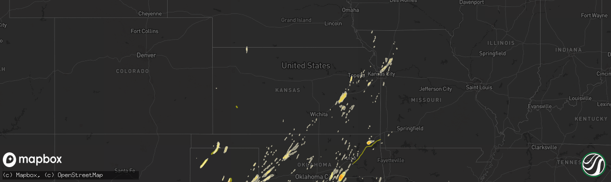 Hail map in Kansas on May 16, 2015