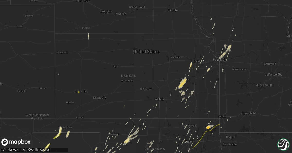 Hail map in Kansas on May 16, 2015