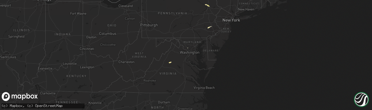 Hail map in Maryland on May 16, 2015