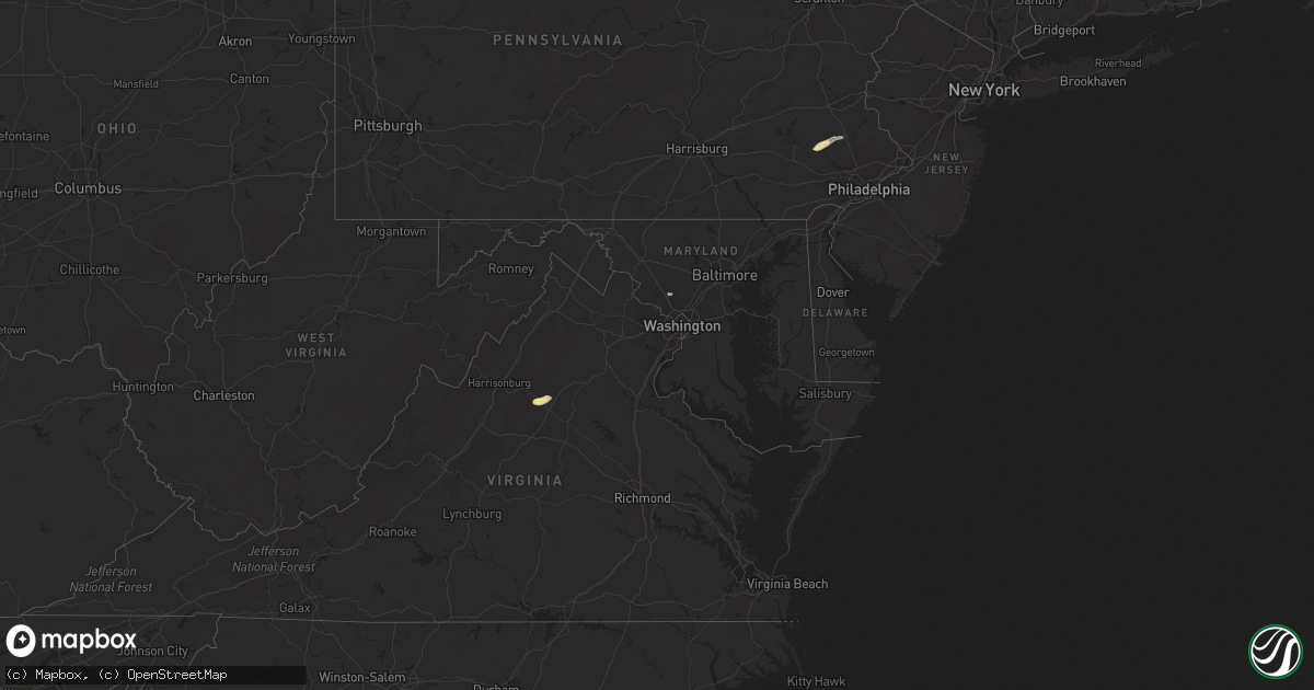 Hail map in Maryland on May 16, 2015