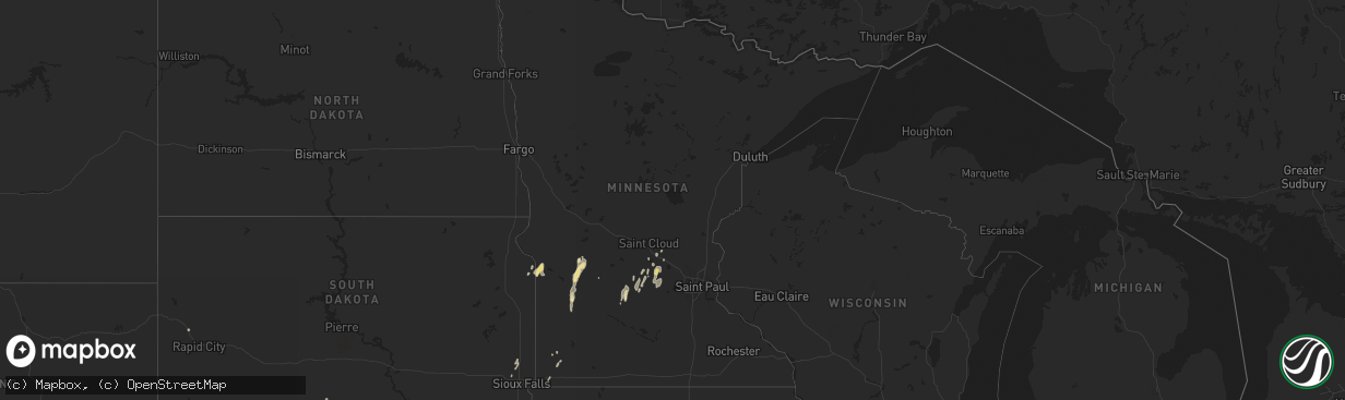 Hail map in Minnesota on May 16, 2015