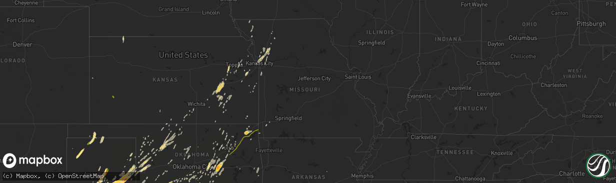 Hail map in Missouri on May 16, 2015