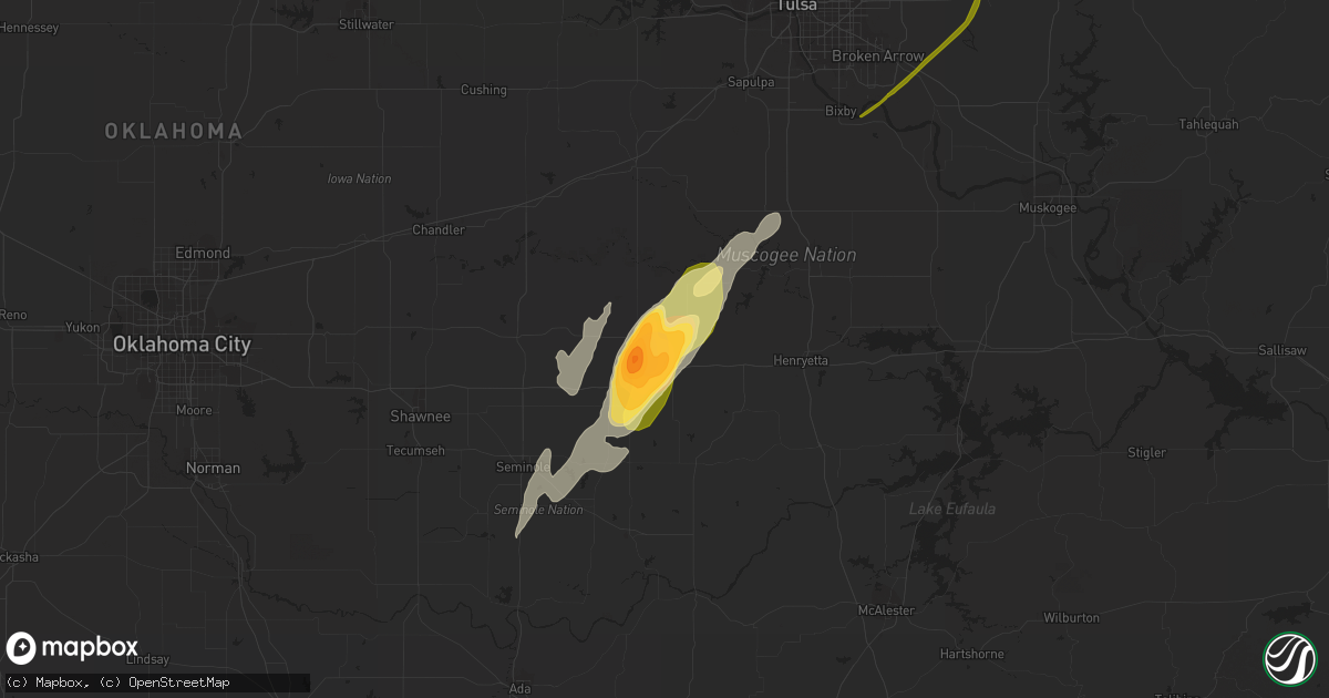 Hail map in Okemah, OK on May 16, 2015
