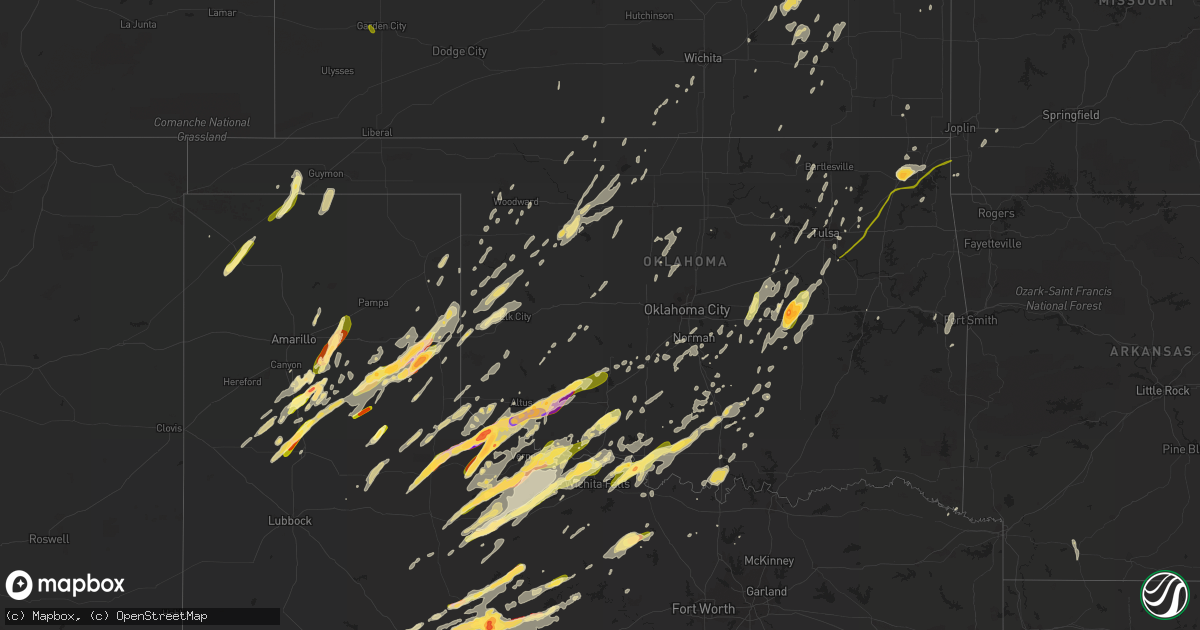 Hail map in Oklahoma on May 16, 2015