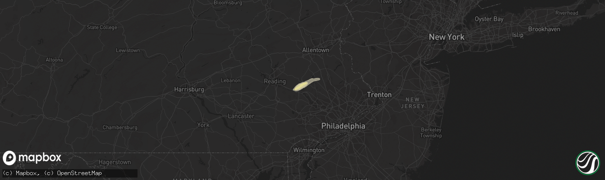 Hail map in Pottstown, PA on May 16, 2015