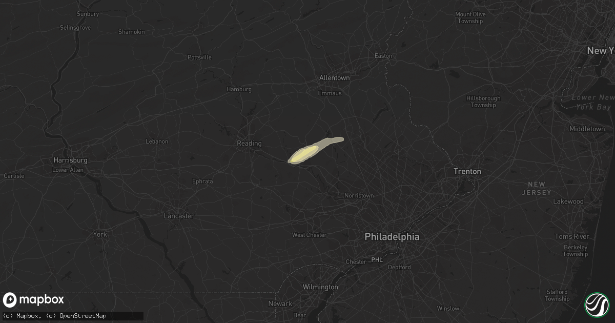 Hail map in Pottstown, PA on May 16, 2015
