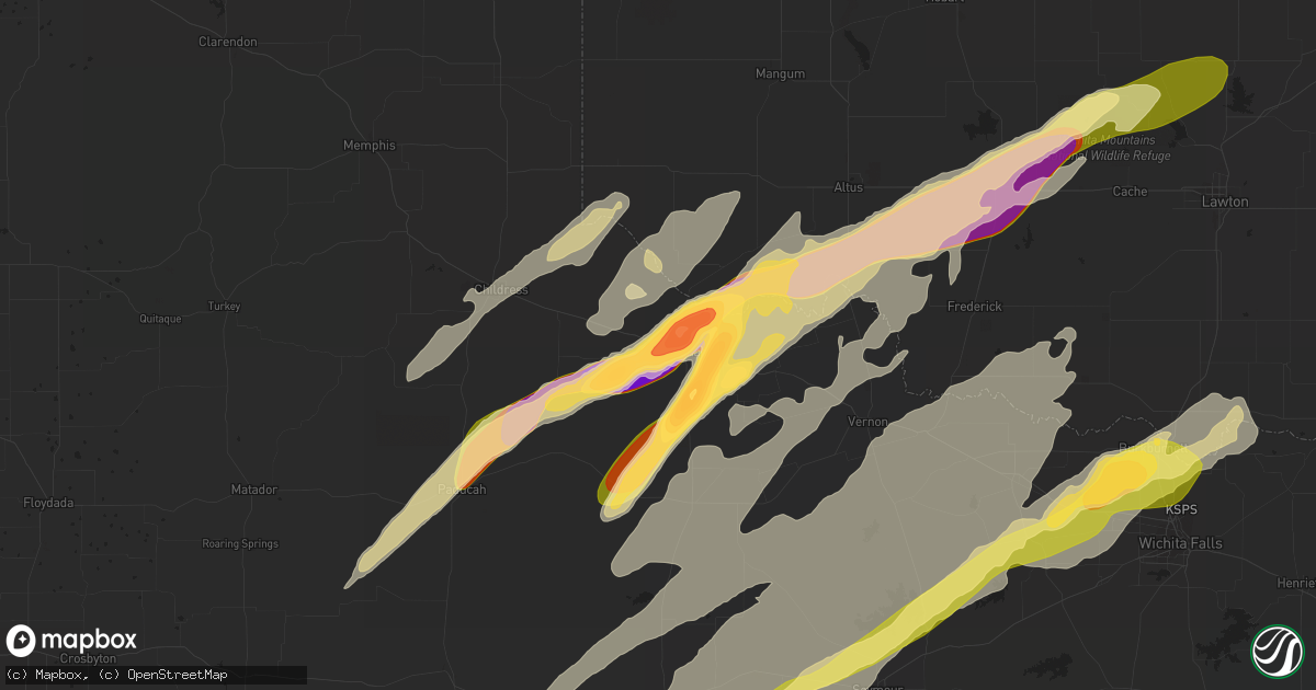 Hail map in Quanah, TX on May 16, 2015