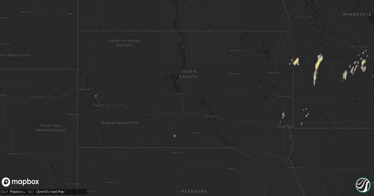Hail map in South Dakota on May 16, 2015