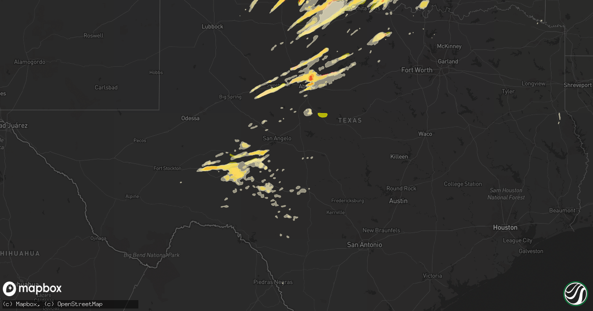 Hail map in Texas on May 16, 2015