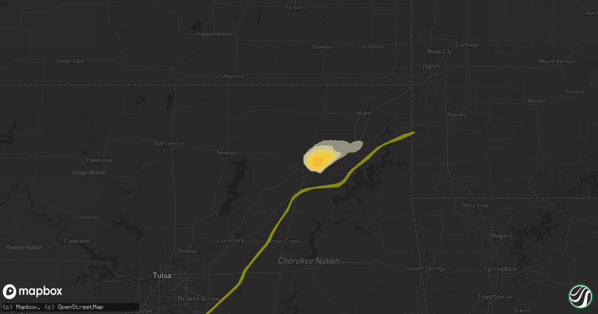 Hail map in Vinita, OK on May 16, 2015