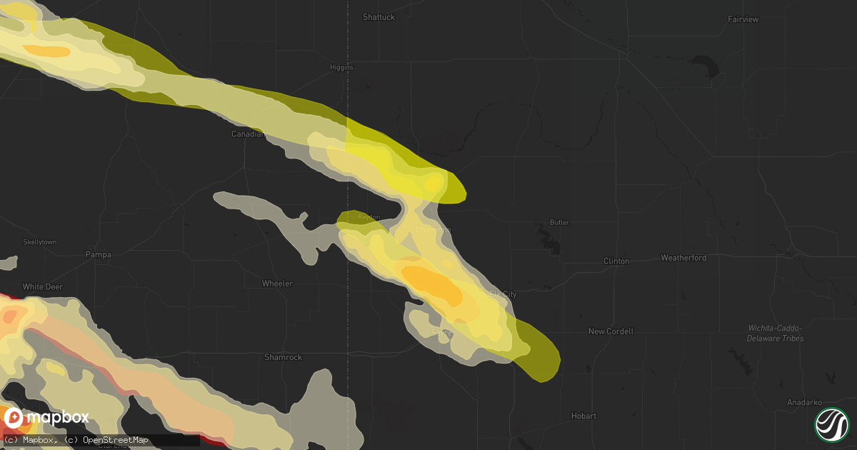 Hail map in Cheyenne, OK on May 16, 2016