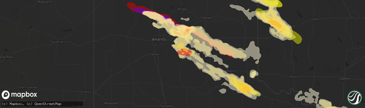 Hail map in Claude, TX on May 16, 2016