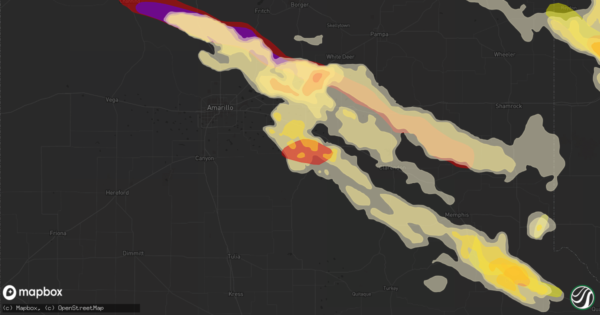 Hail map in Claude, TX on May 16, 2016