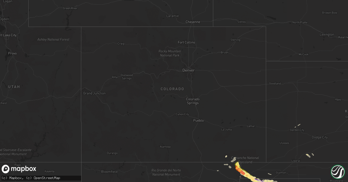 Hail map in Colorado on May 16, 2016
