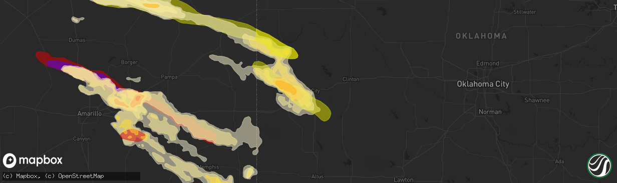 Hail map in Elk City, OK on May 16, 2016