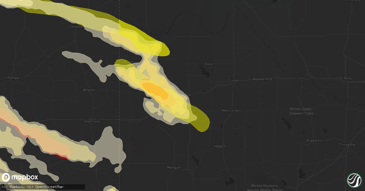 Hail map in Elk City, OK on May 16, 2016